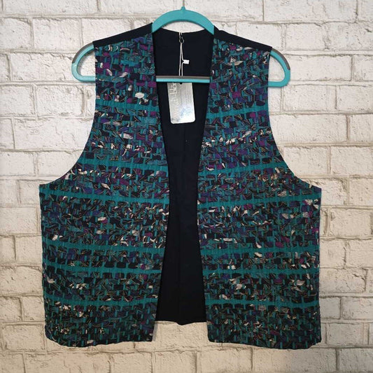 Handmade Vest - Navy/Multi/Weave