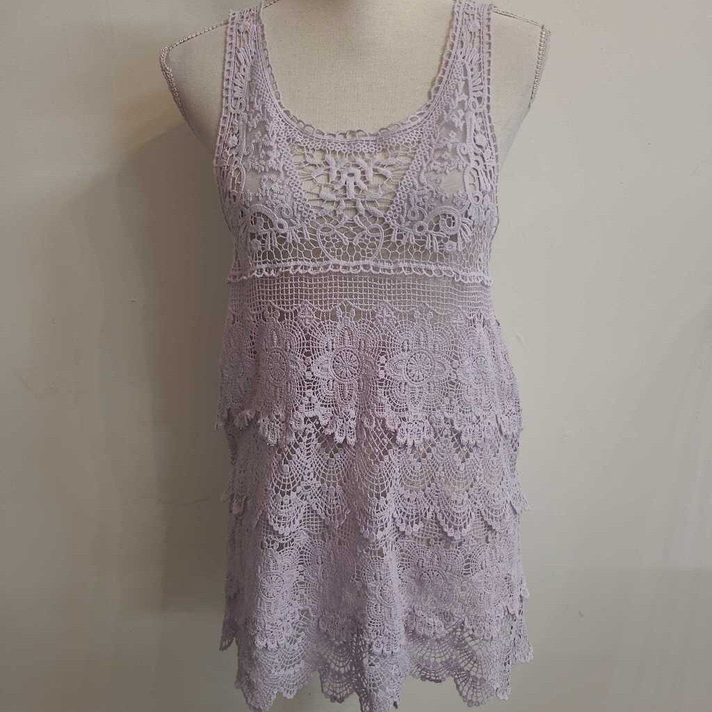 MAUVE COTTON LACE TANK