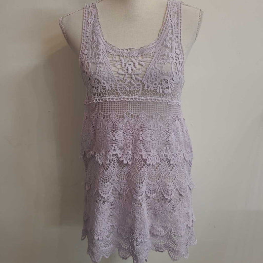 MAUVE COTTON LACE TANK