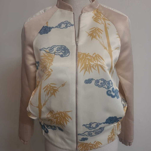 PRINTED SATEEN BOMBER JACKET
