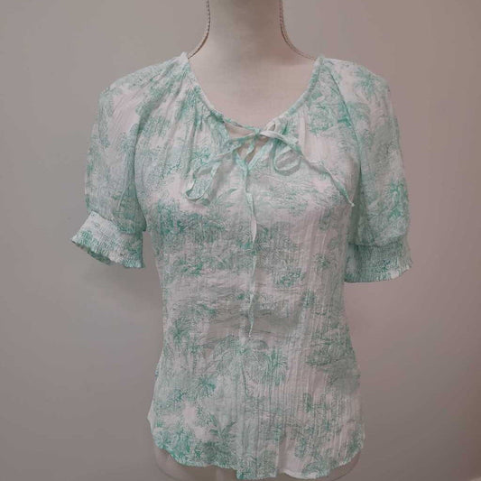 GREEN & WHITE BLOUSE