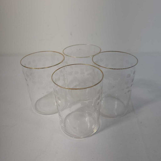 S/4 ETCHED GLASS JUICE GLASSES