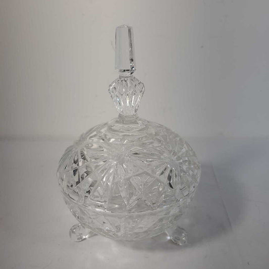 FOOTED CRYSTAL LIDDED CANDY DISH