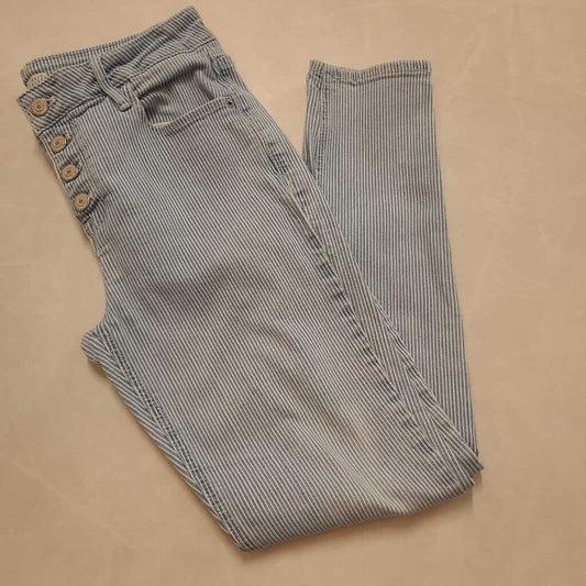 STRIPED BUTTON FRONT JEANS
