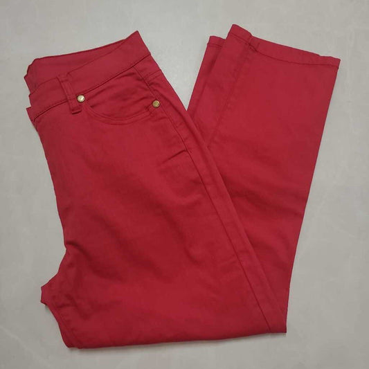 RED CROPPED JEANS