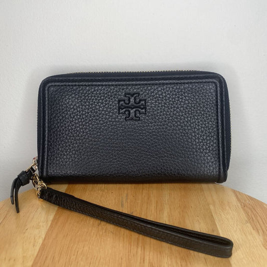 TORY BURCH - BLACK ZIPPERED WALLET/WRISTLET