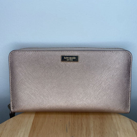 KATE SPADE - ROSE GOLD ZIPPERED WALLET