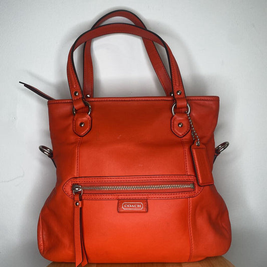 COACH - LEATHER ORANGE "DAISY MIA" CONVERTIBLE CROSSBODY BAG/PURSE