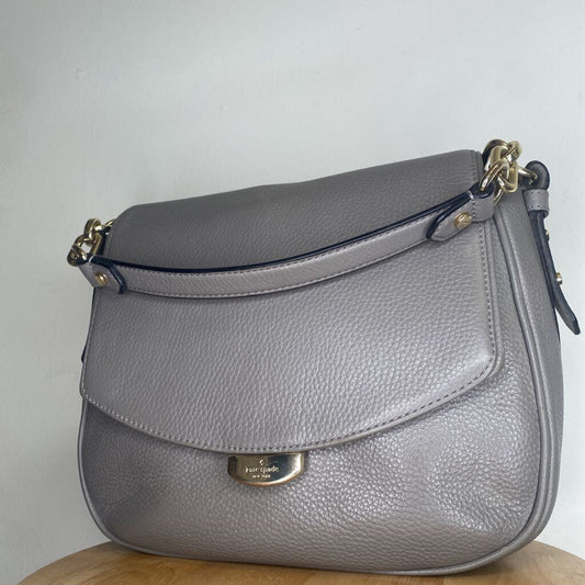 KATE SPADE - LEATHER GREY "ALECIA" CROSSBODY BAG/PURSE