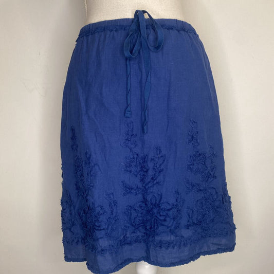 MAX STUDIO - 100% COTTON NAVY FLORAL EMBOSSED SKIRT