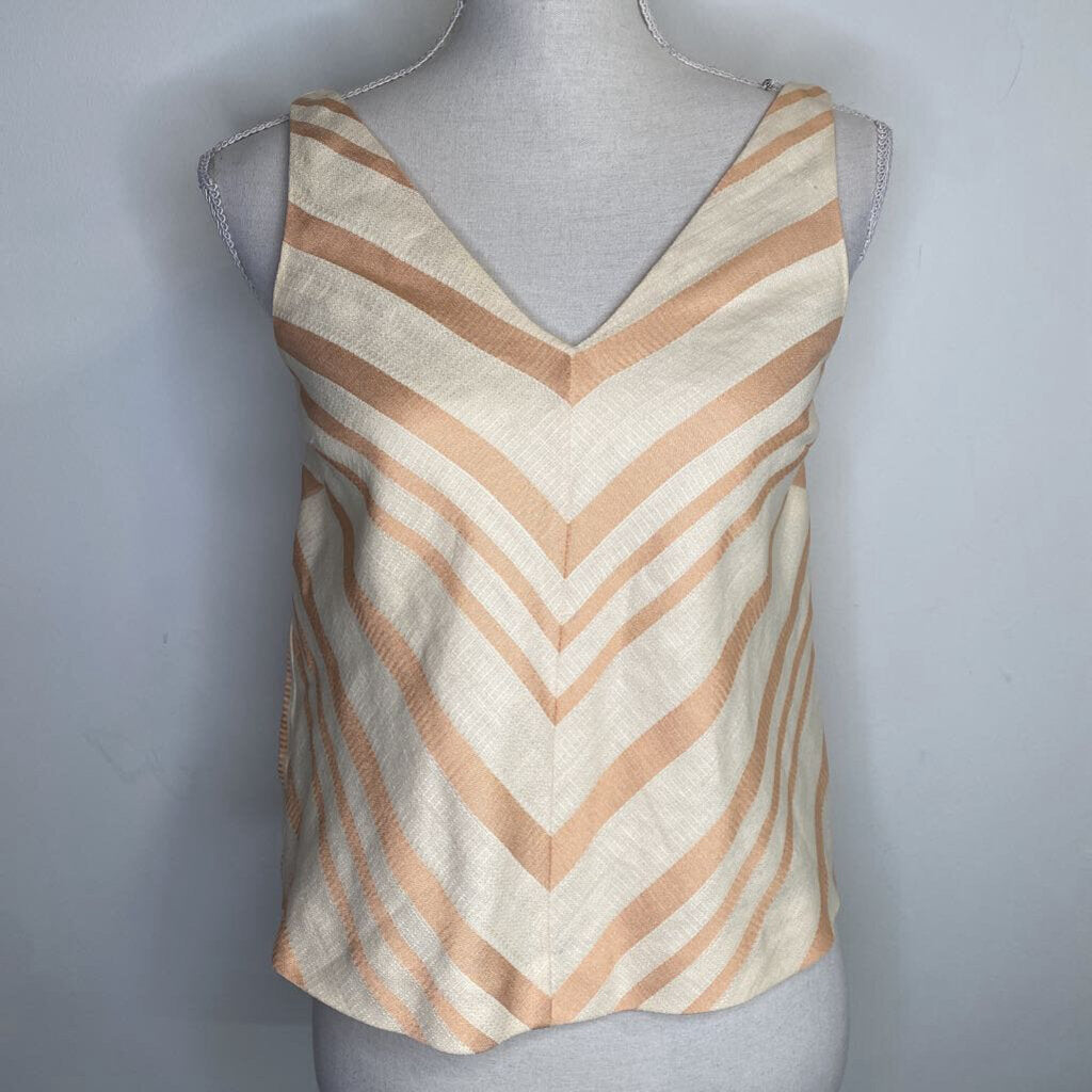 HD IN PARIS - PEACH/CREAM CHEVRON STRIPED TANK TOP