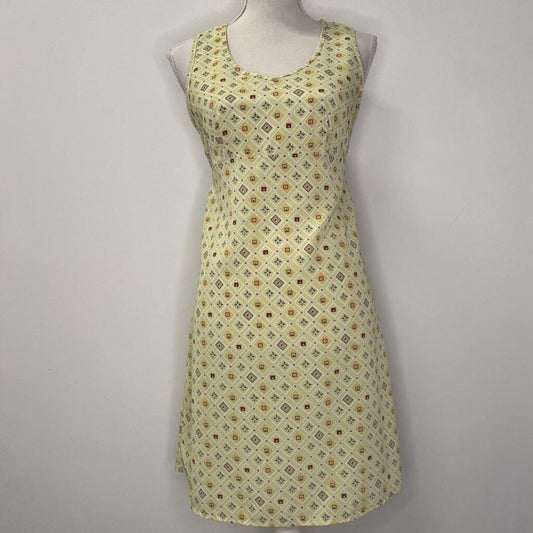 VTG SUZY SHIER - CHARTREUSE GEOMETRIC V-NECK MINI DRESS