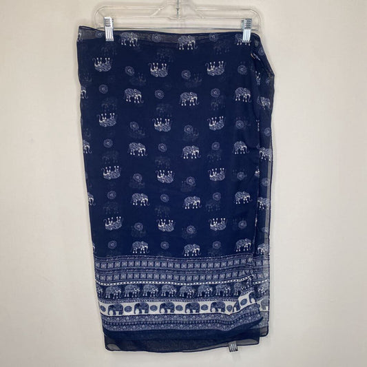 NAVY ELEPHANT PATTERN WRAP SKIRT