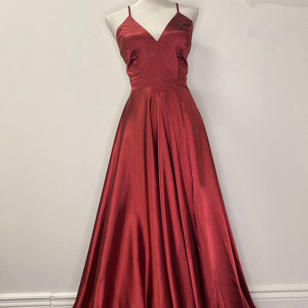 BURGANDY SATIN PROM DRESS