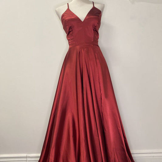 BURGANDY SATIN PROM DRESS