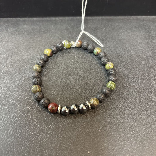 Dragon Bloodstone with Hematite and Lava 6mm Beads
