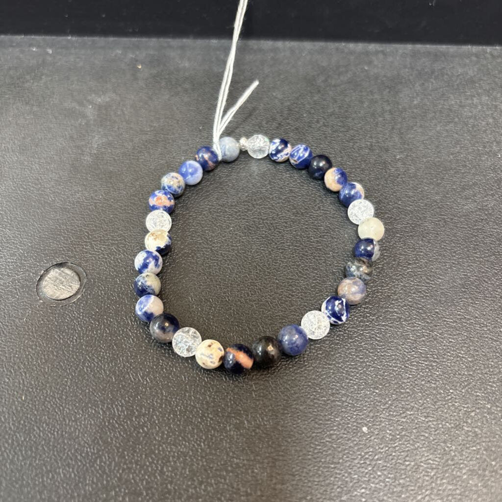Sodallite 6mm with Crackle Quartz 6mm