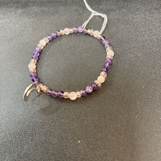 Amythyst, Rose Quartz Moon Charm