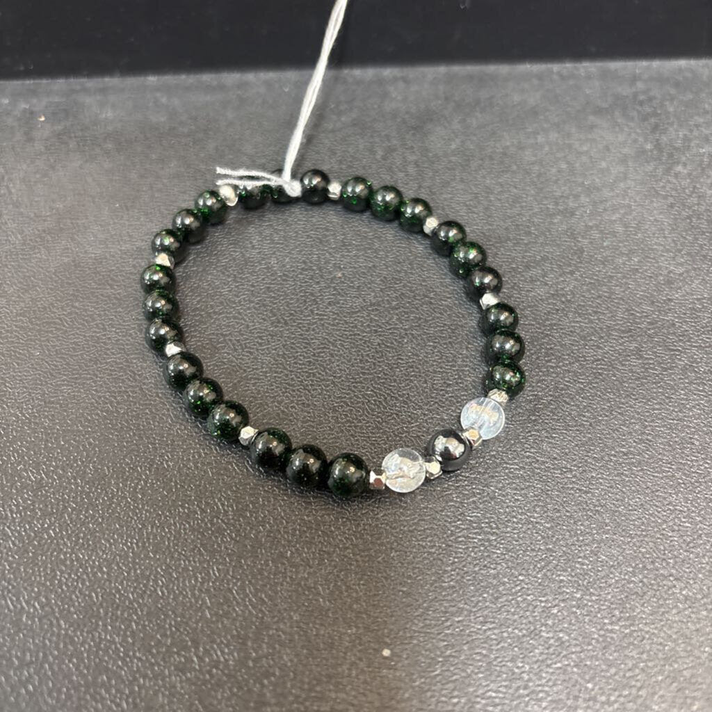 Green Sparkle, Rainbow Quartz, Hematite