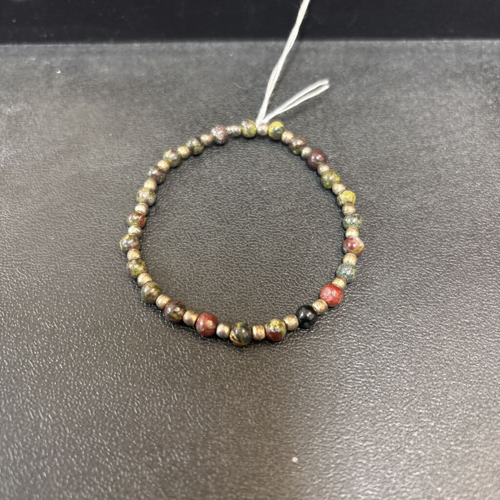 Dragon Bloodstone and Silver spacers 4mm