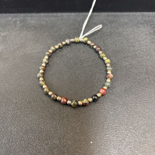 Dragon Bloodstone and Silver spacers 4mm