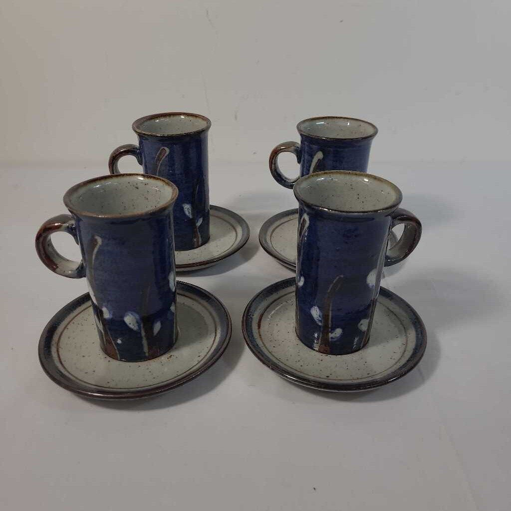 S/4 OTAGINI BLUE PUSSYWILLOW CUP & SAUCERS