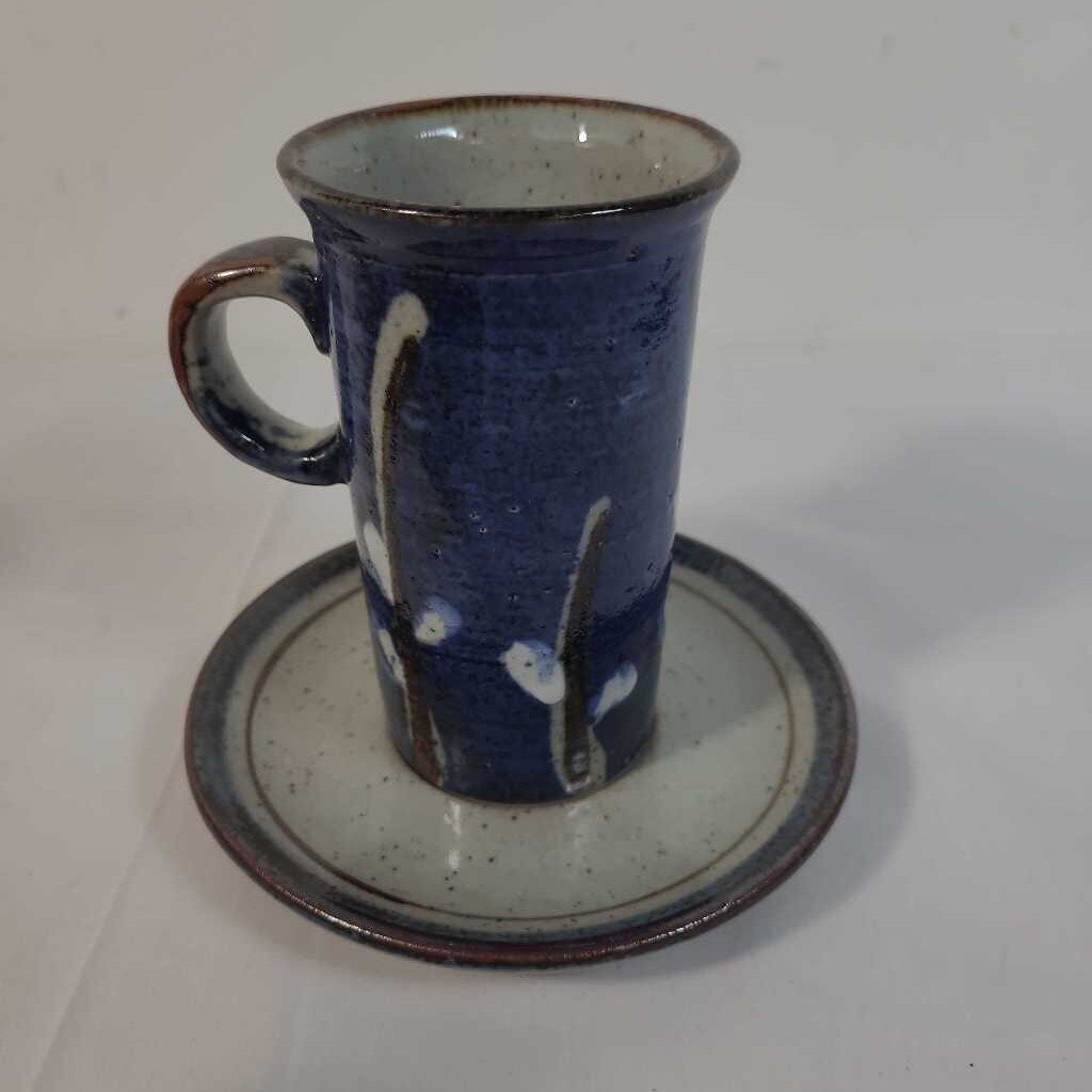 S/4 OTAGINI BLUE PUSSYWILLOW CUP & SAUCERS