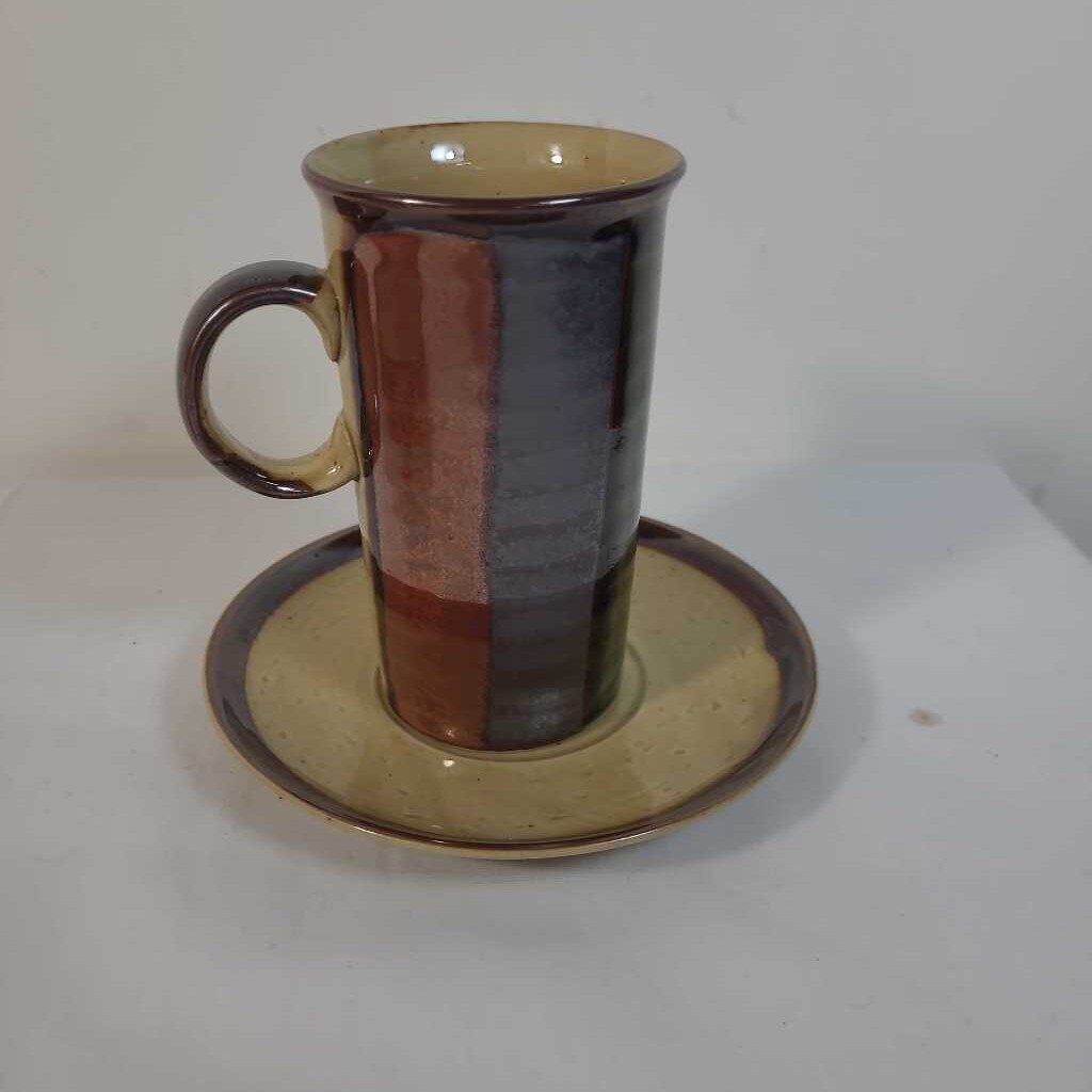 S/4 OTAGINI MULTI COLOURED STRIPED CUP & SAUCERS