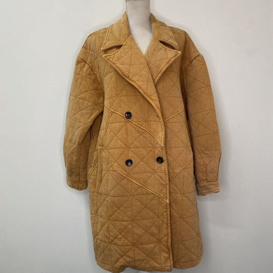 *100% COTTON* AVEC LES FILLES - TAN DOUBLE-BREASTED QUILTED JACKET