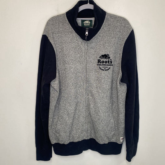 ROOTS - BLACK/GREY ZIP-UP SWEATER