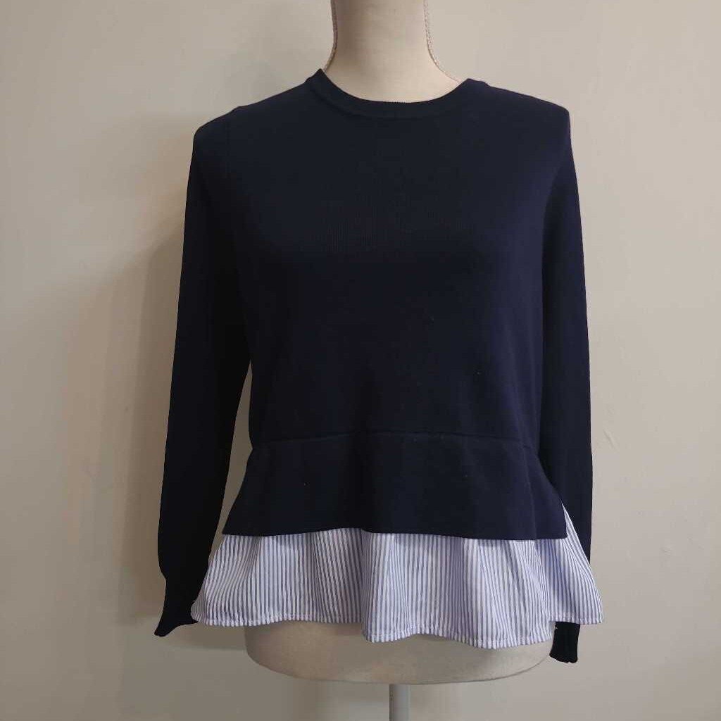 NAVY SWEATER WITH RUFFLES