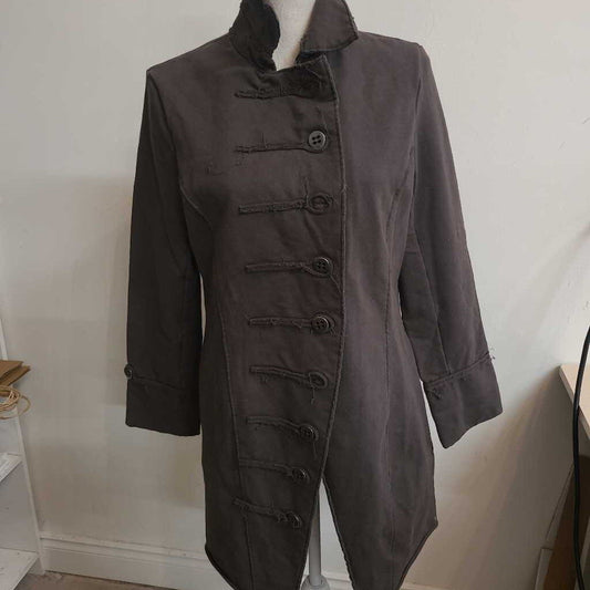 BROWN COTTON BUTTON DOWN COAT