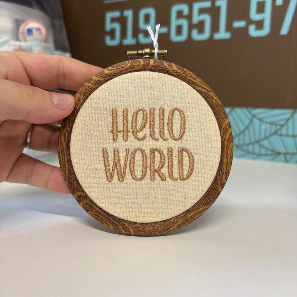 Hello World Embroidery Hoop