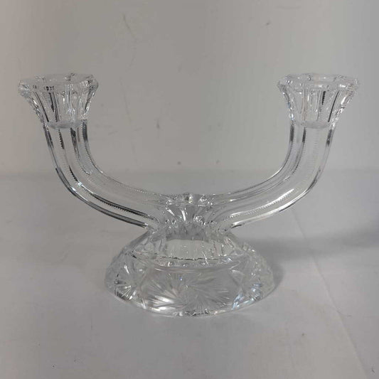 PINWHEEL CRYSTAL DOUBLE ARMED CANDLE HOLDERS