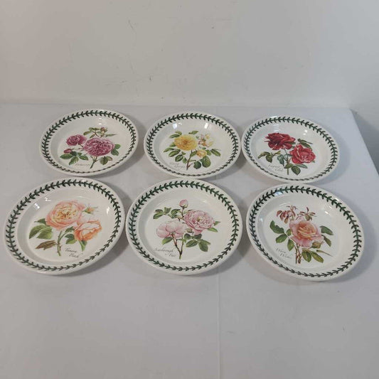 S/6 PORTMEIRION BOTANICAL ROSES BREAD & BUTTER PLATES
