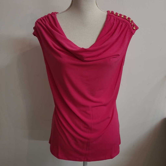 HOT PINK TOP WITH GOLD DETAIL