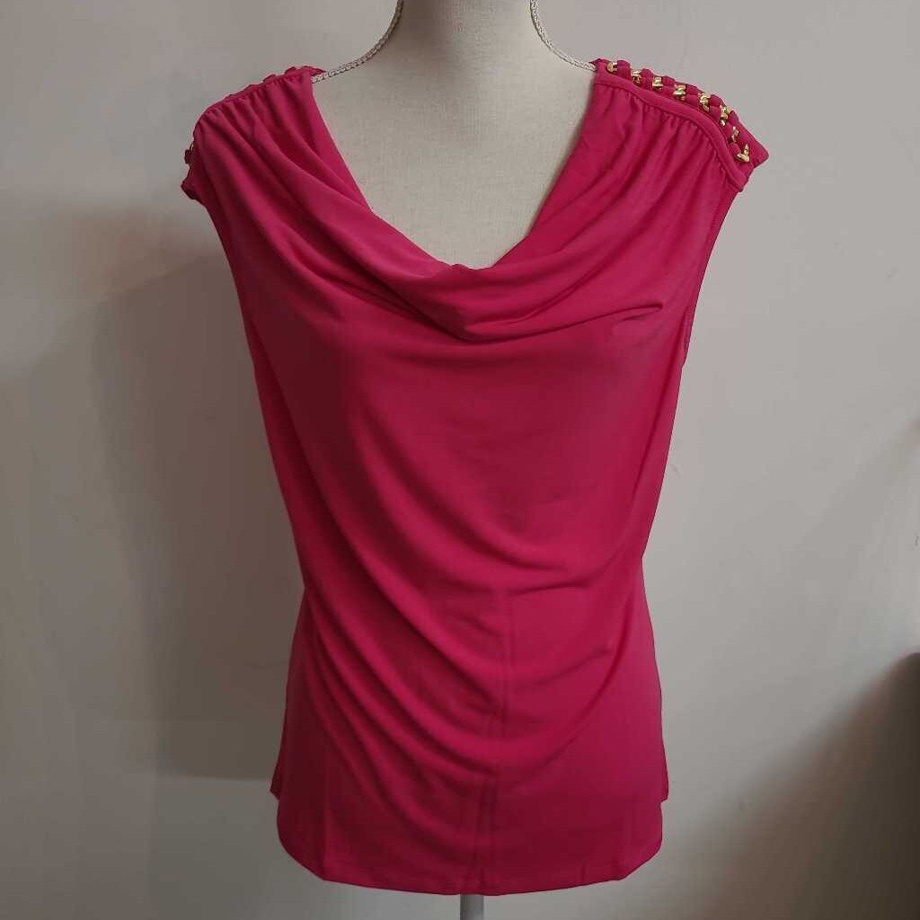 HOT PINK TOP WITH GOLD DETAIL