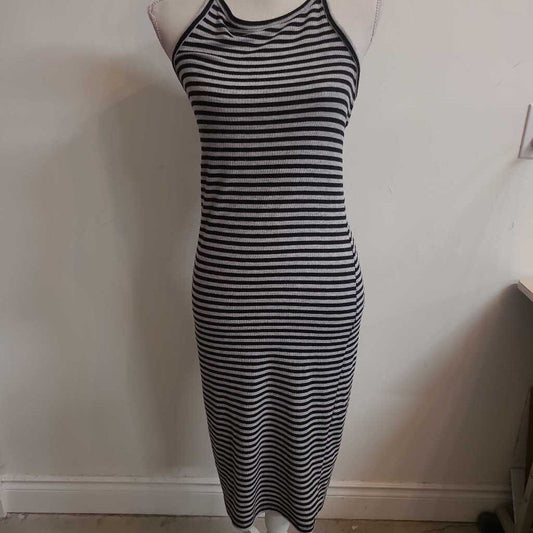BLK&GREY STRIPED TANK DRESS