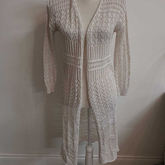 OPEN FRONT BEIGE KNIT CARDIGAN