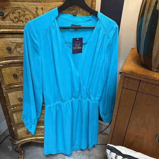 VINCE CAMUTO TEAL FAUX WRAP MINI DRESS NWT
