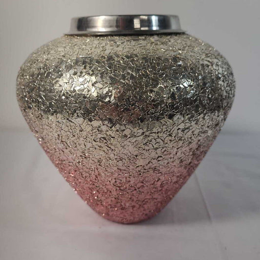 GOLD/ ROSE CRACKLE VASE