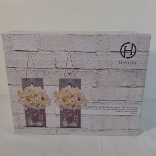 PR HANGING MASON JAR SCONCES W/FAIRY LIGHTS
