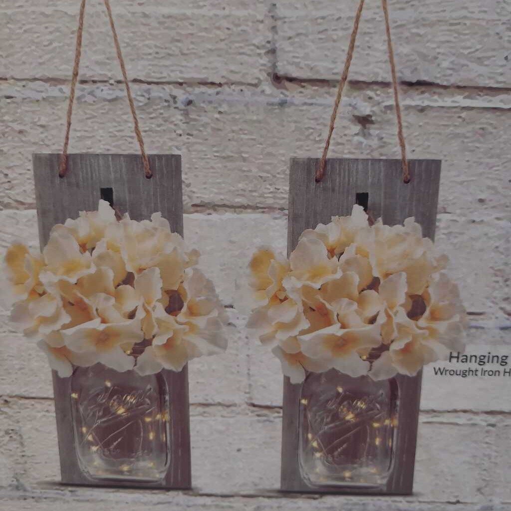 PR HANGING MASON JAR SCONCES W/FAIRY LIGHTS