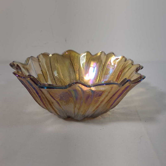 CARNIVAL AMBER GLASS SUNFLOWER BOWL