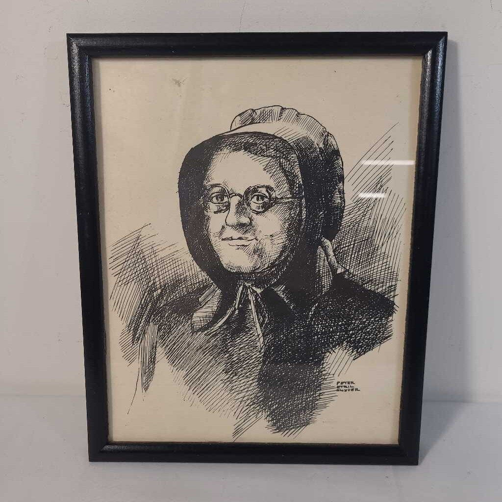 PETER ETRIL SNYDER~ MENNONITE FEMALE SKETCHE