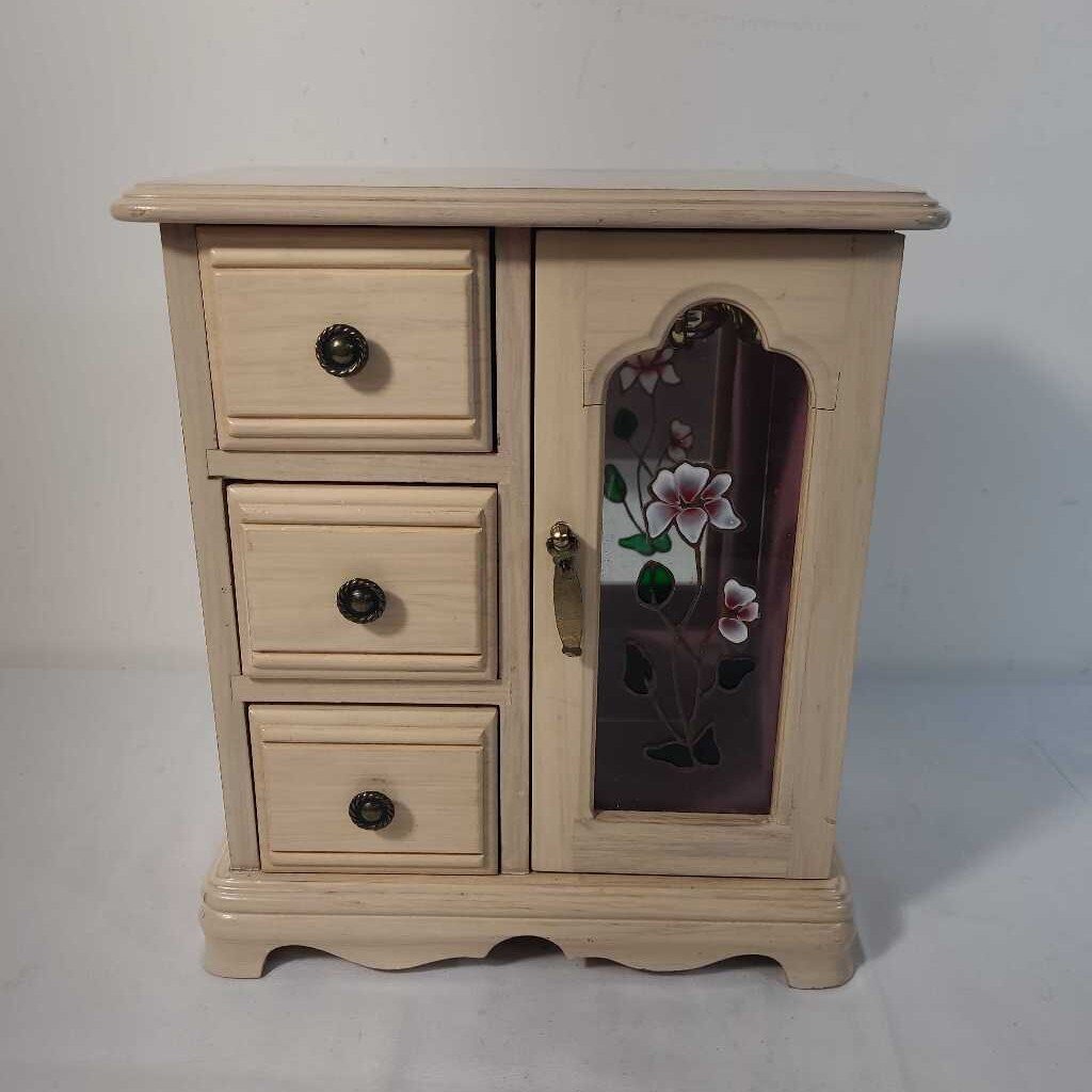 WOOD 3 DRAWER JEWLERY BOX