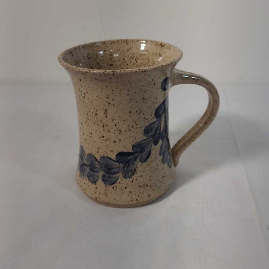 CERAMIC MUG W/ BLUE LEAVES