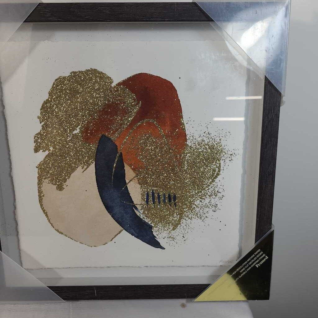 S/3 GOLD/BLUE ABSTRACT WALL ART