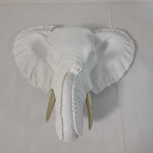 WHITE ELEPHANT W/GOLD TUSKS WALL HANGING