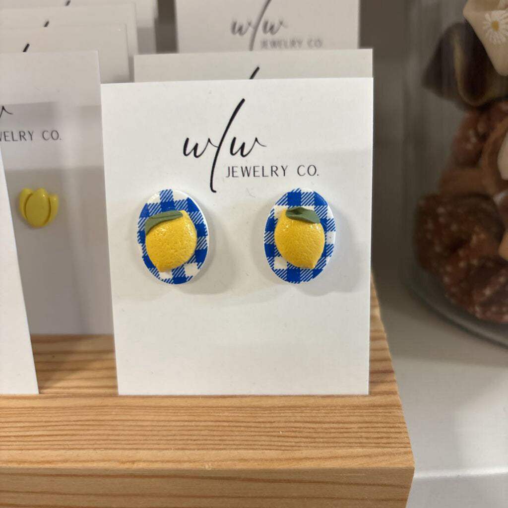 PLAID LEMON STUDS